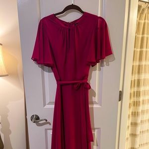 Tahari Flutter Sleeve Tea Length Dress
